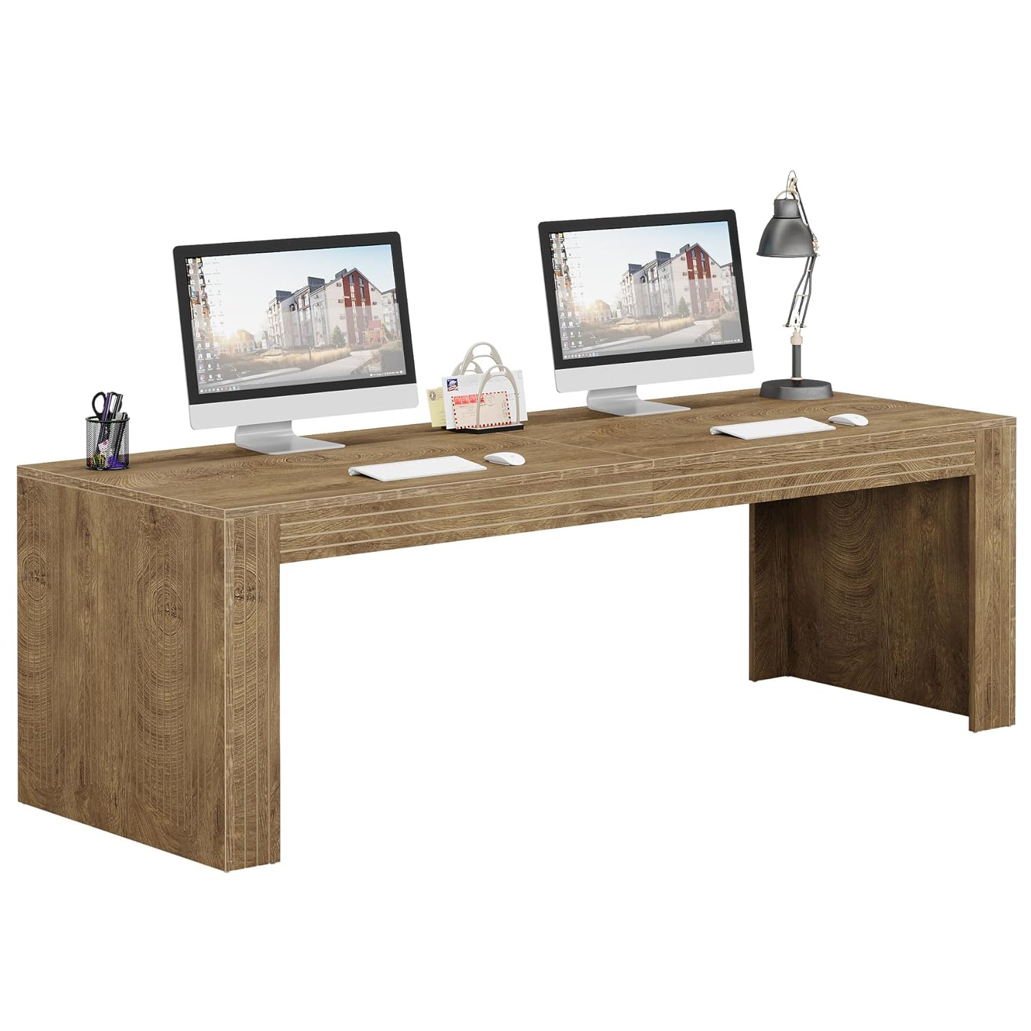 Home Office With Two Desks - # Bureau d'ordinateur double extra long