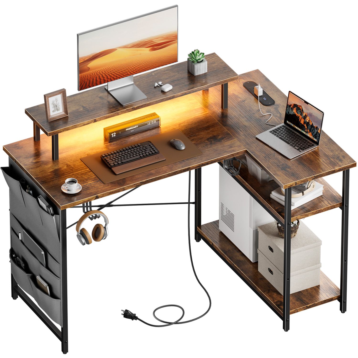 Home Office L Shaped Desk - Bureau d'ordinateur en forme de L,
