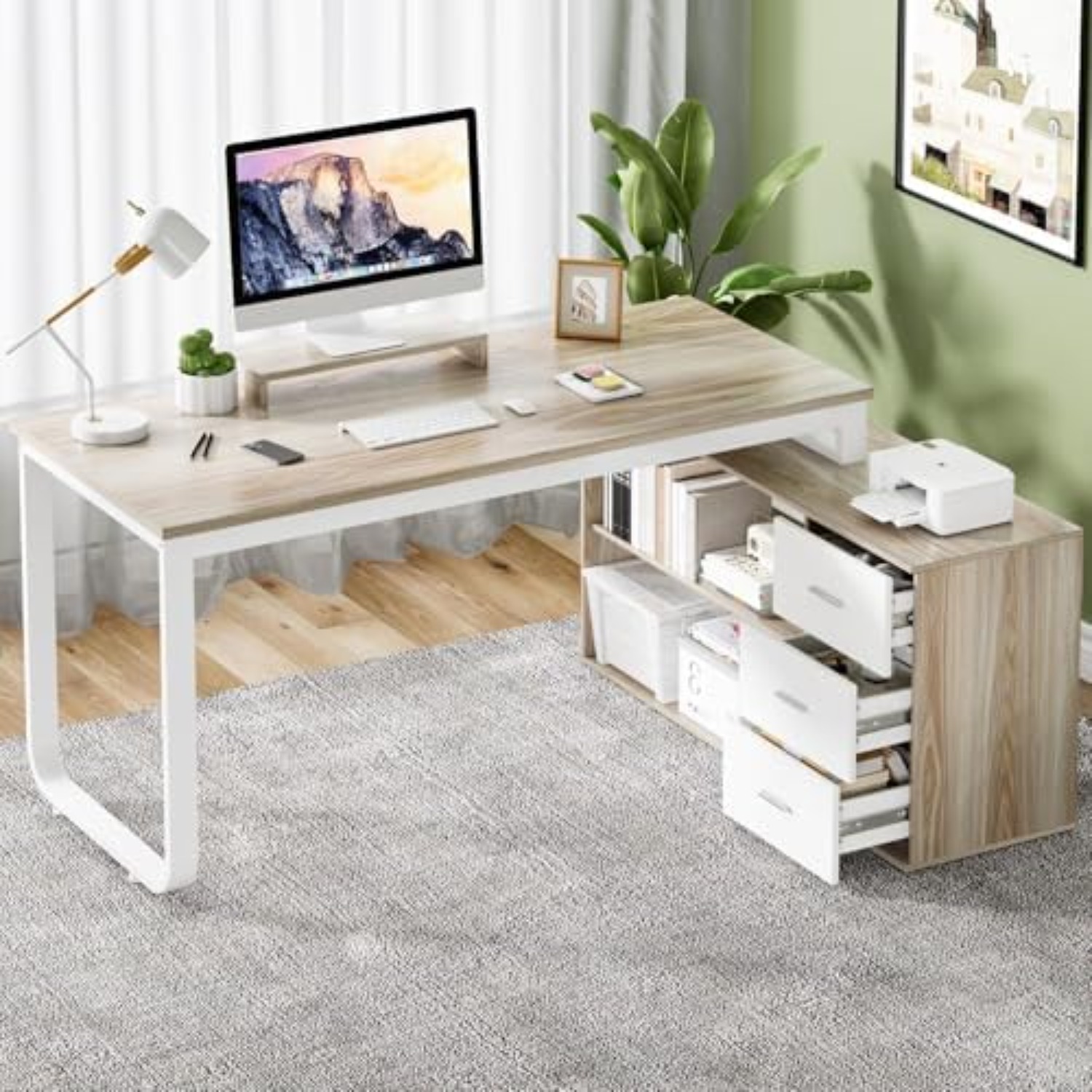 Home Office L Shaped Desk - Bureau en forme de L de