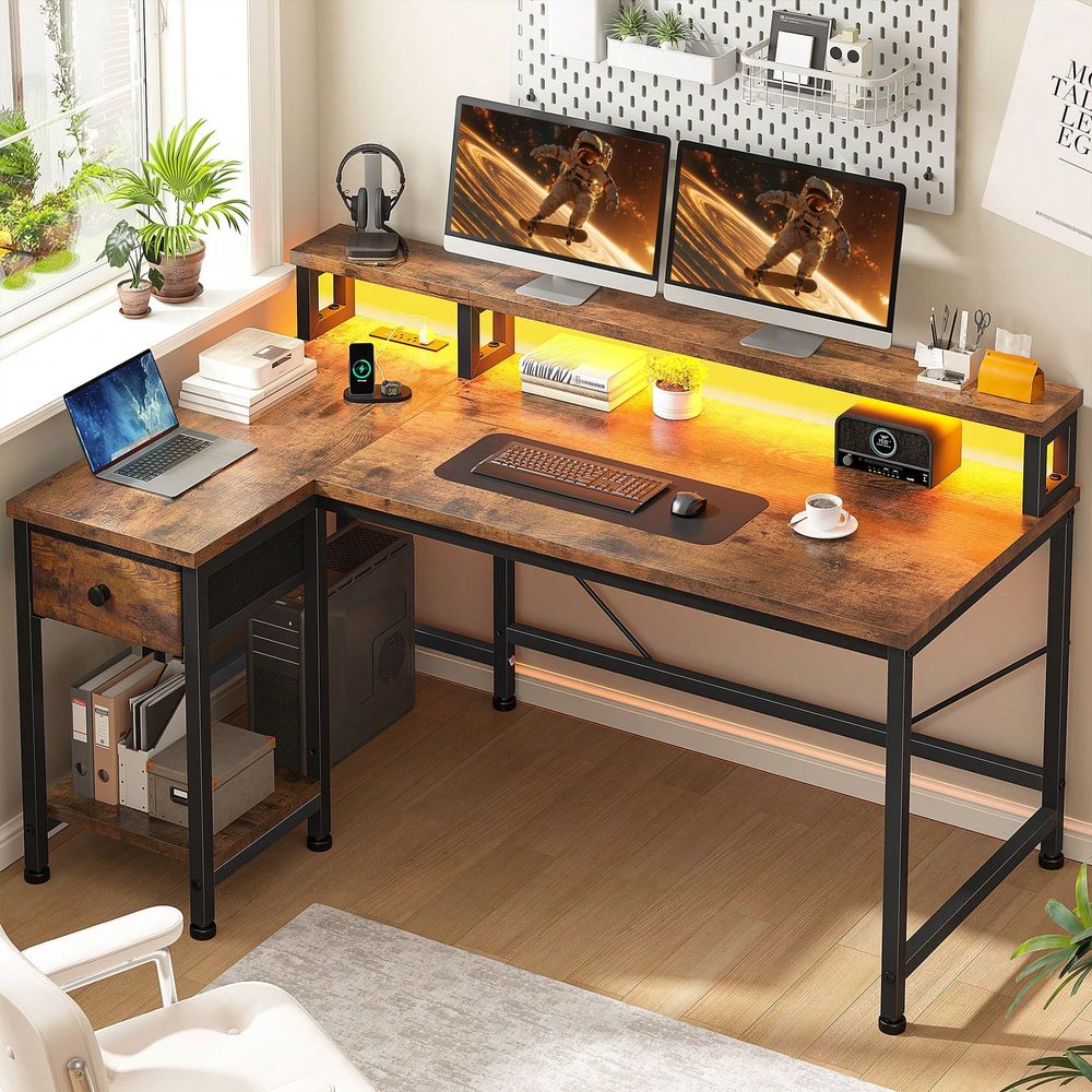Home Office L Shaped Desk - Bureau de jeu en forme de