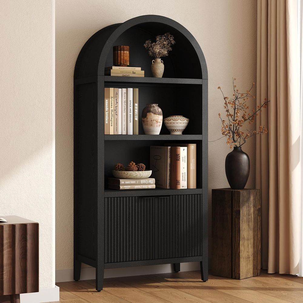 Bookcase Wood Shelf - Bibliothèque arquée Yusong de 71 pouces