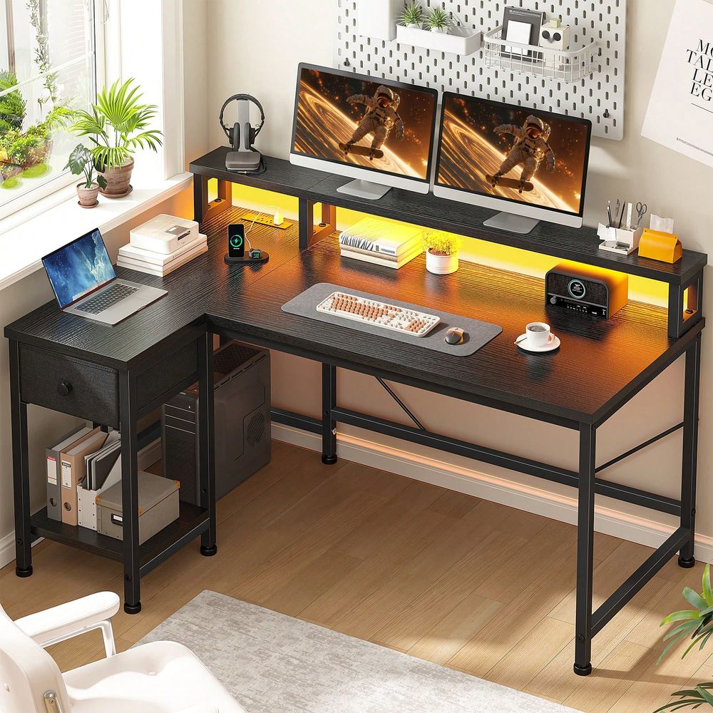 Home Office L Shaped Desk - Bureau de jeu en forme de