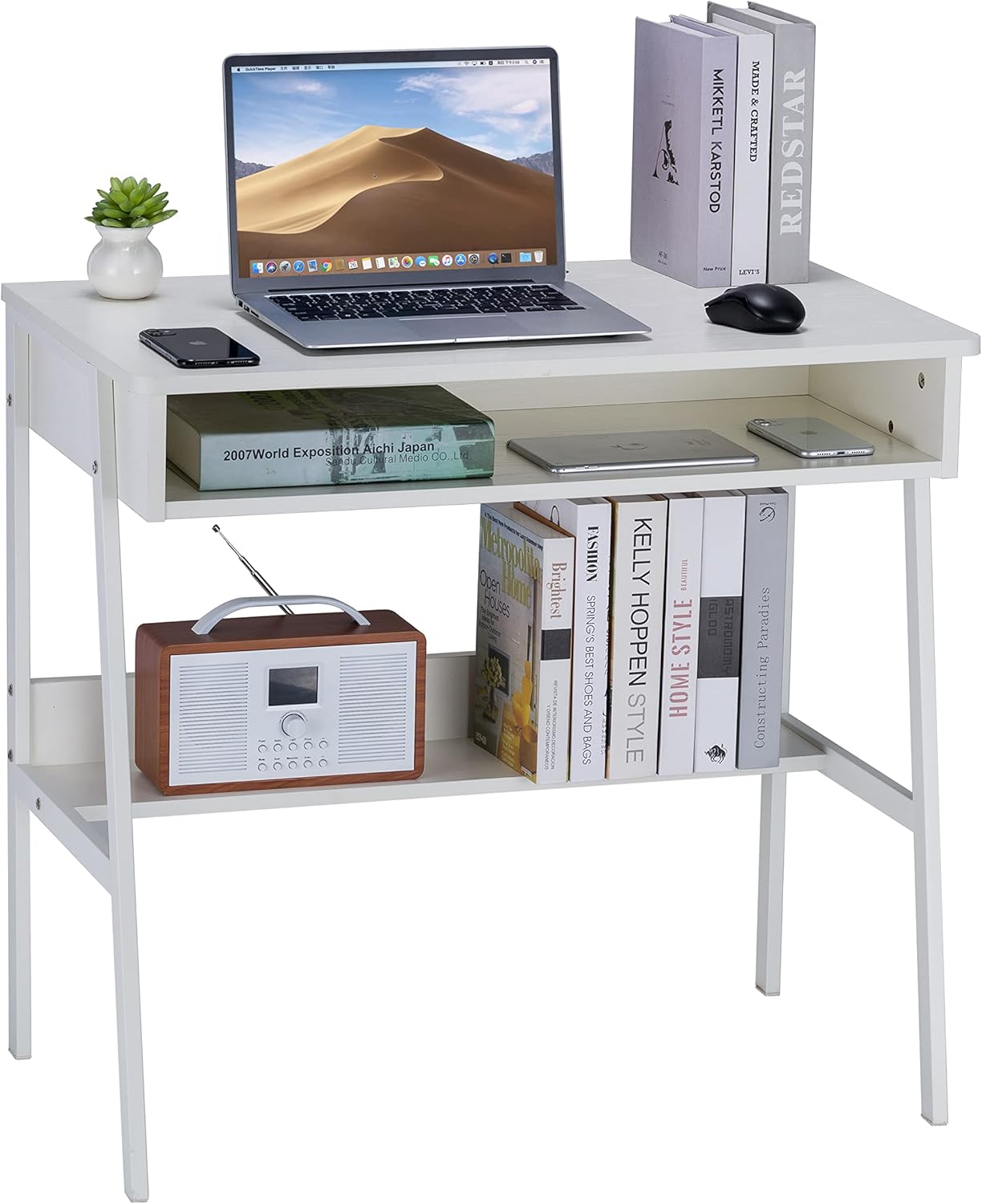 Home Office With Two Desks - Bureau d'ordinateur en bois Combohome avec