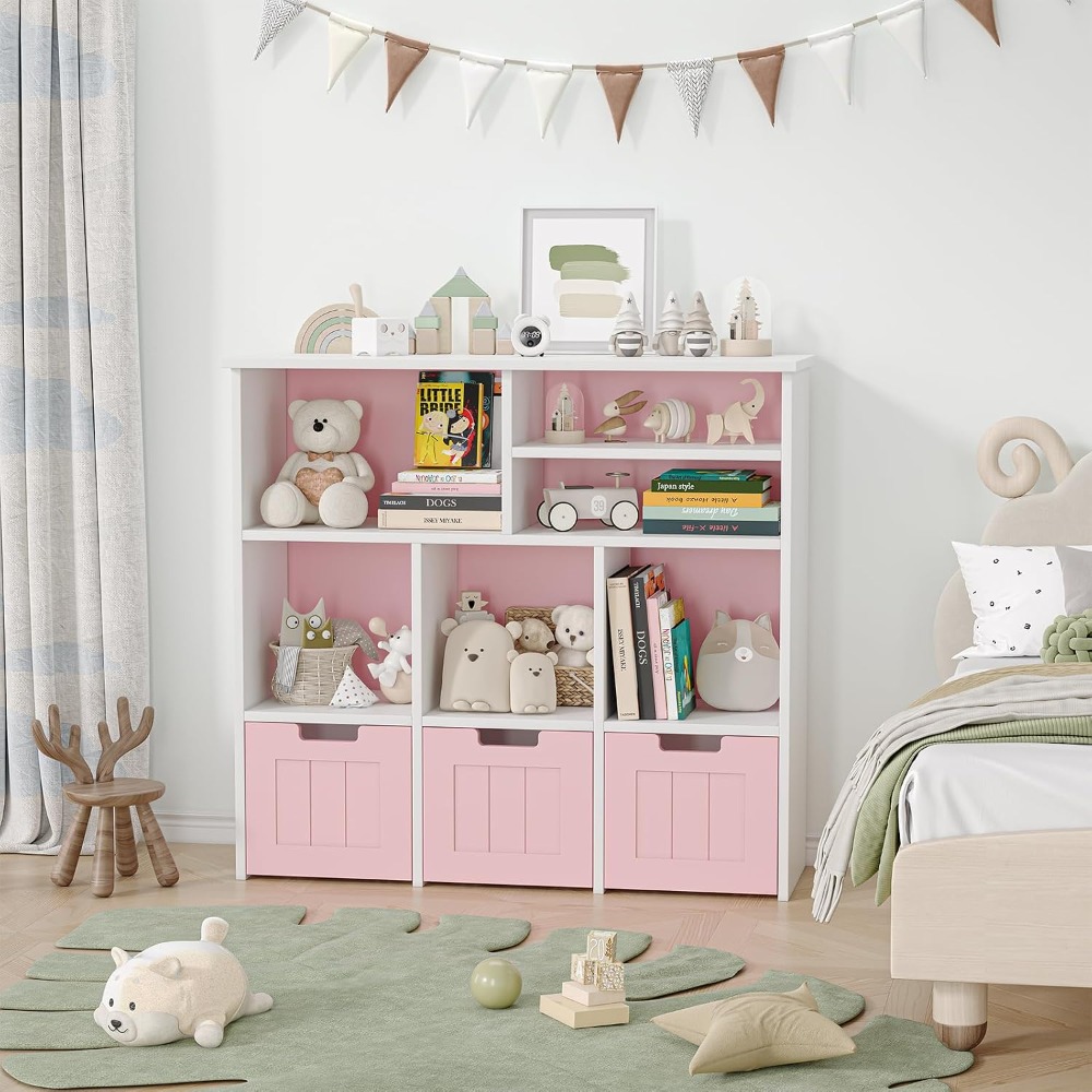 Bookcase Wood Shelf - Étagère de rangement multifonctionnelle avec 3