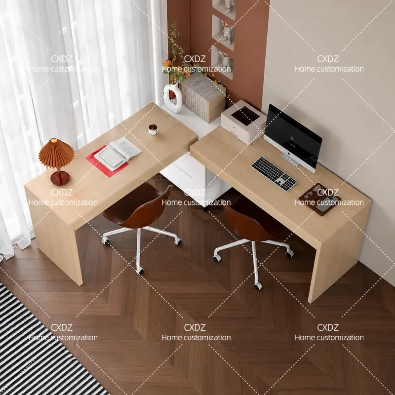 Home Office With Two Desks - Bureau d'angle double nordique, table d'écriture