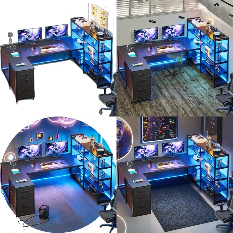 Home Office L Shaped Desk - Bureau de jeu en forme de