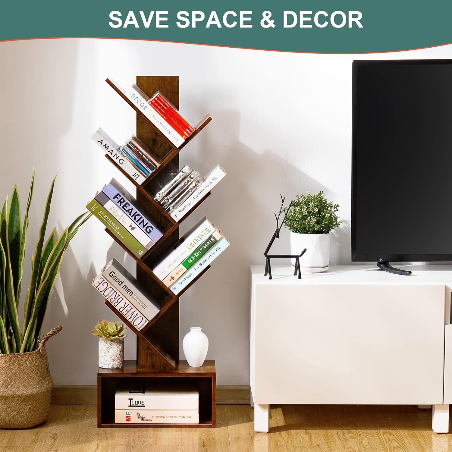 Yoobure Tree Bookshelf - Bibli - Bookcase Wood Shelf avis et prix
