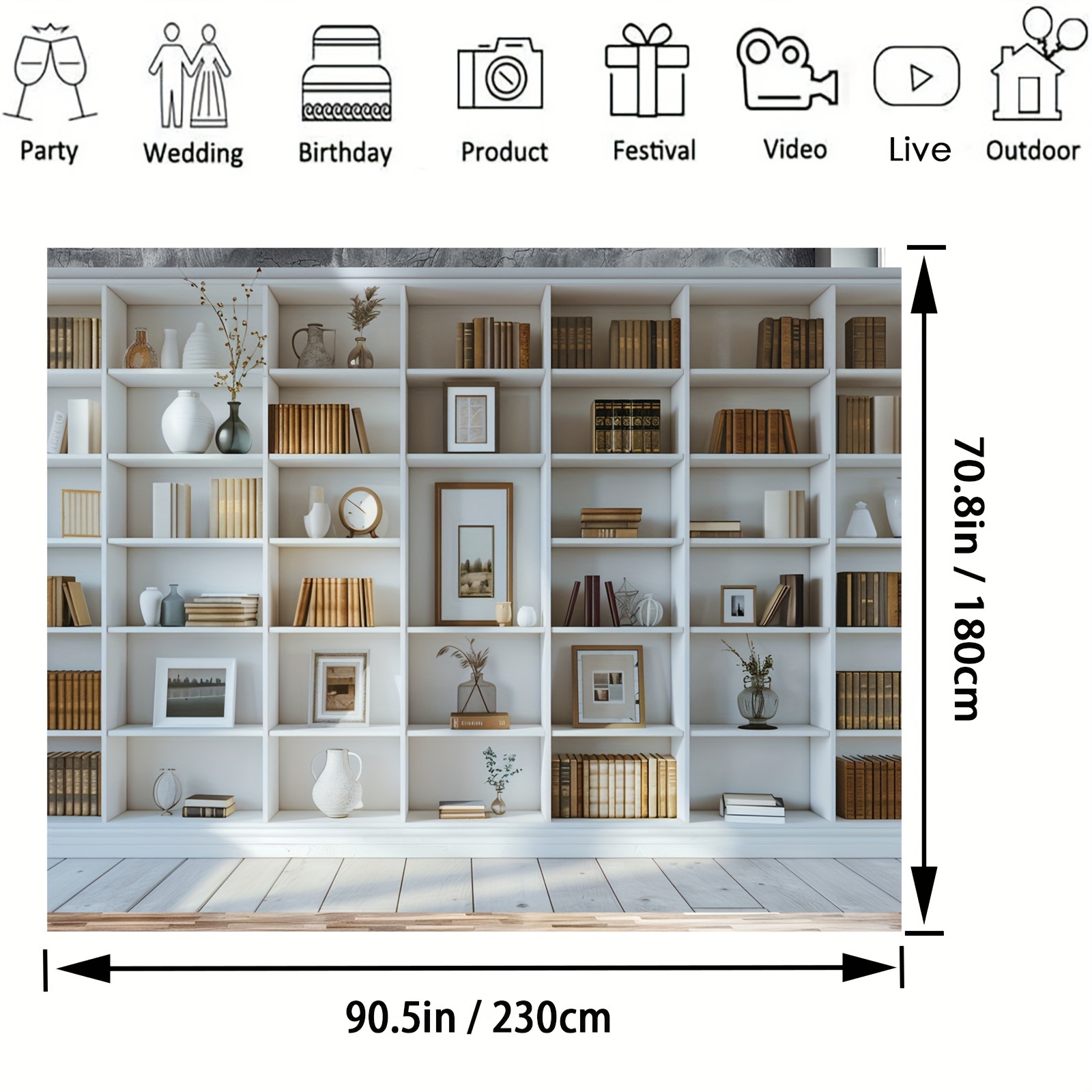 1pc blanc étagère fond bibliot - Home Office Zoom Background avis et prix