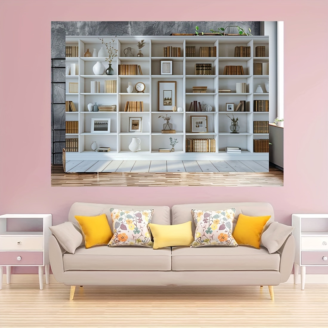 1pc blanc étagère fond bibliot - Home Office Zoom Background avis et prix