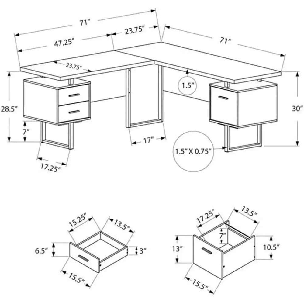 Bureau d'ordinateur en forme d - Home Office L Shaped Desk avis et prix