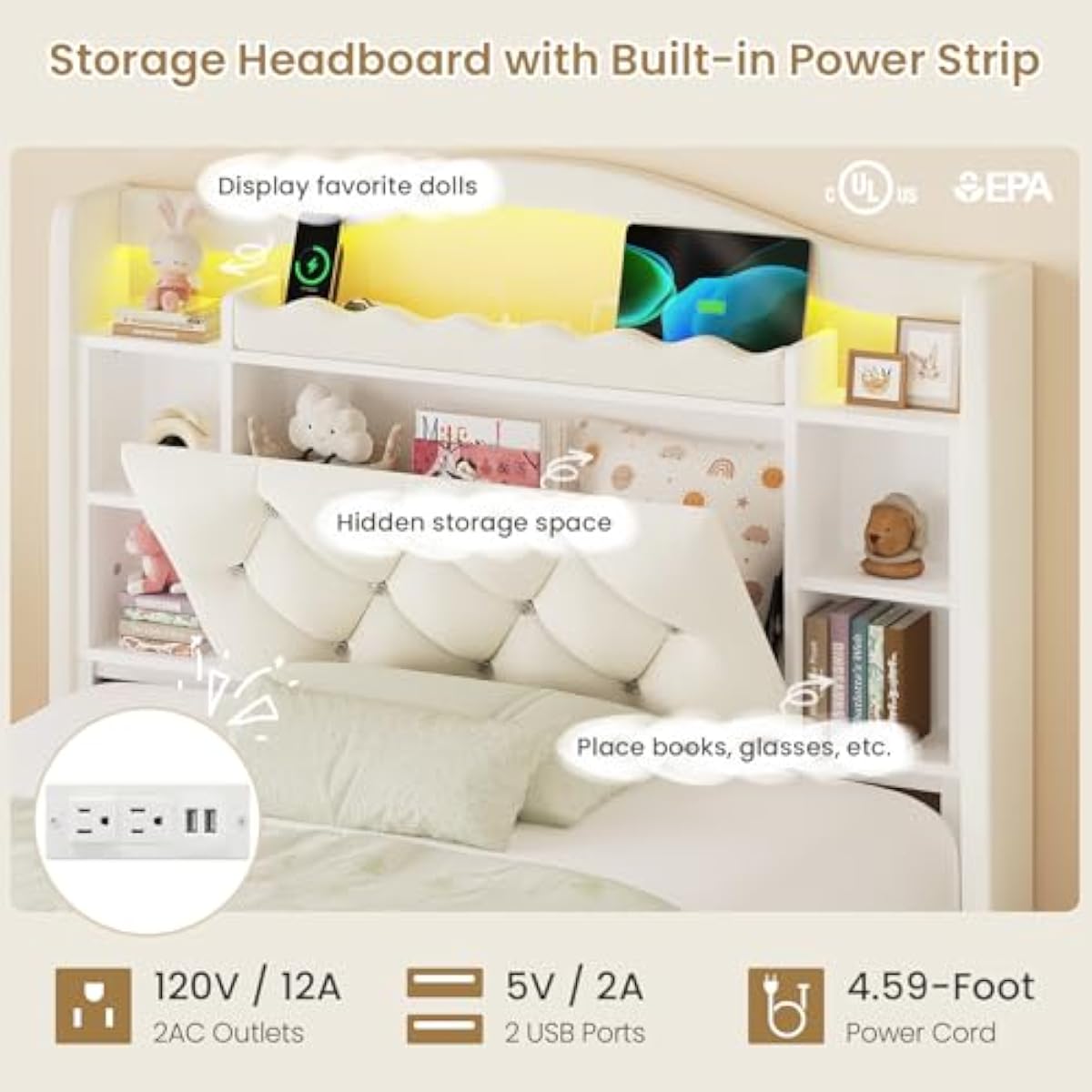 Lit double à plateforme avec t - Bookcase Wood Shelf avis et prix