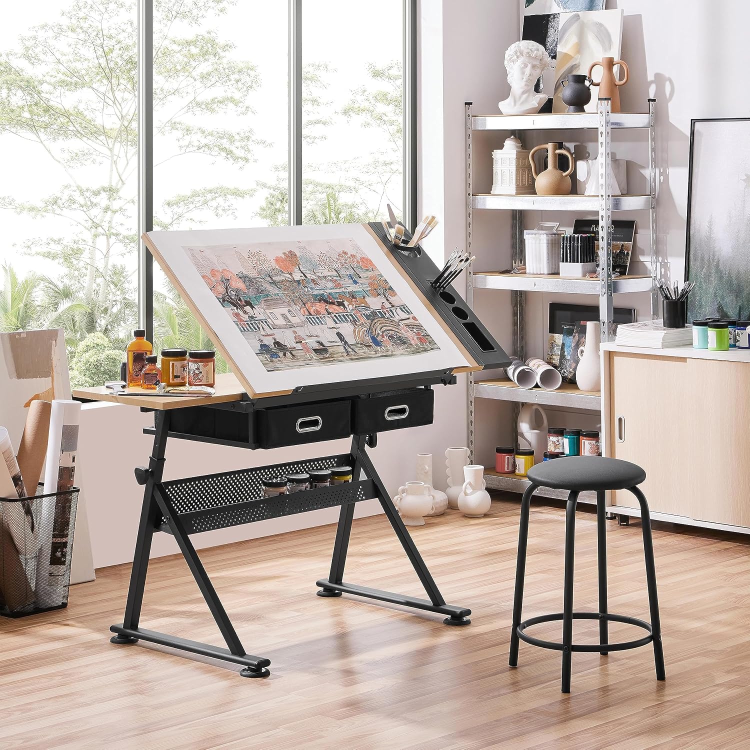 Table de dessin réglable avec  - Home Office With Two Desks avis et prix