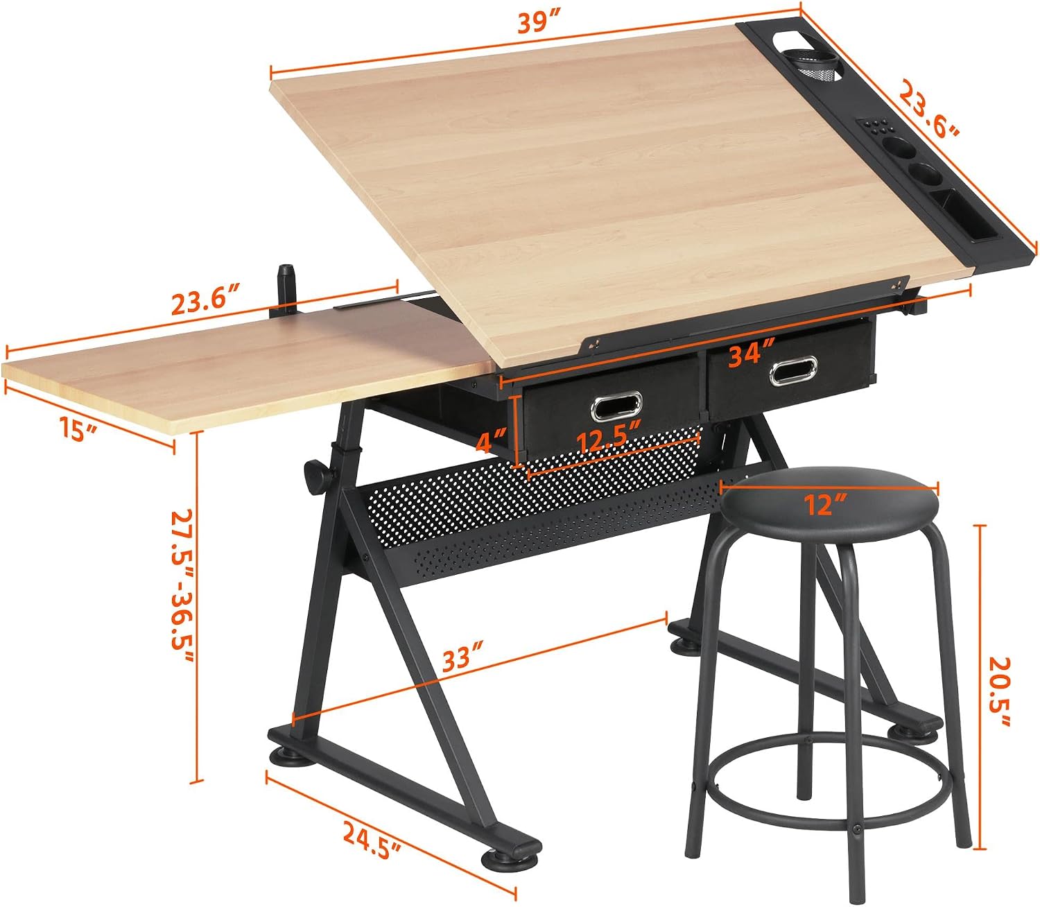 Table de dessin réglable avec  - Home Office With Two Desks avis et prix