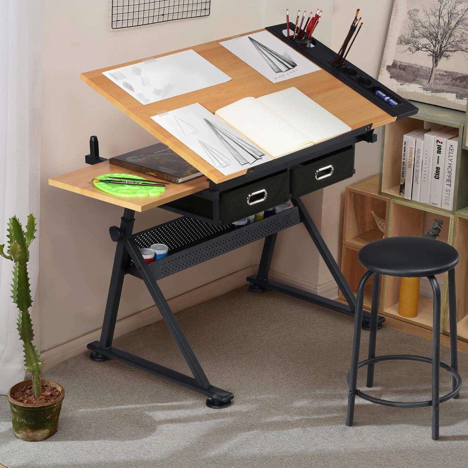 Table de dessin réglable avec  - Home Office With Two Desks avis et prix