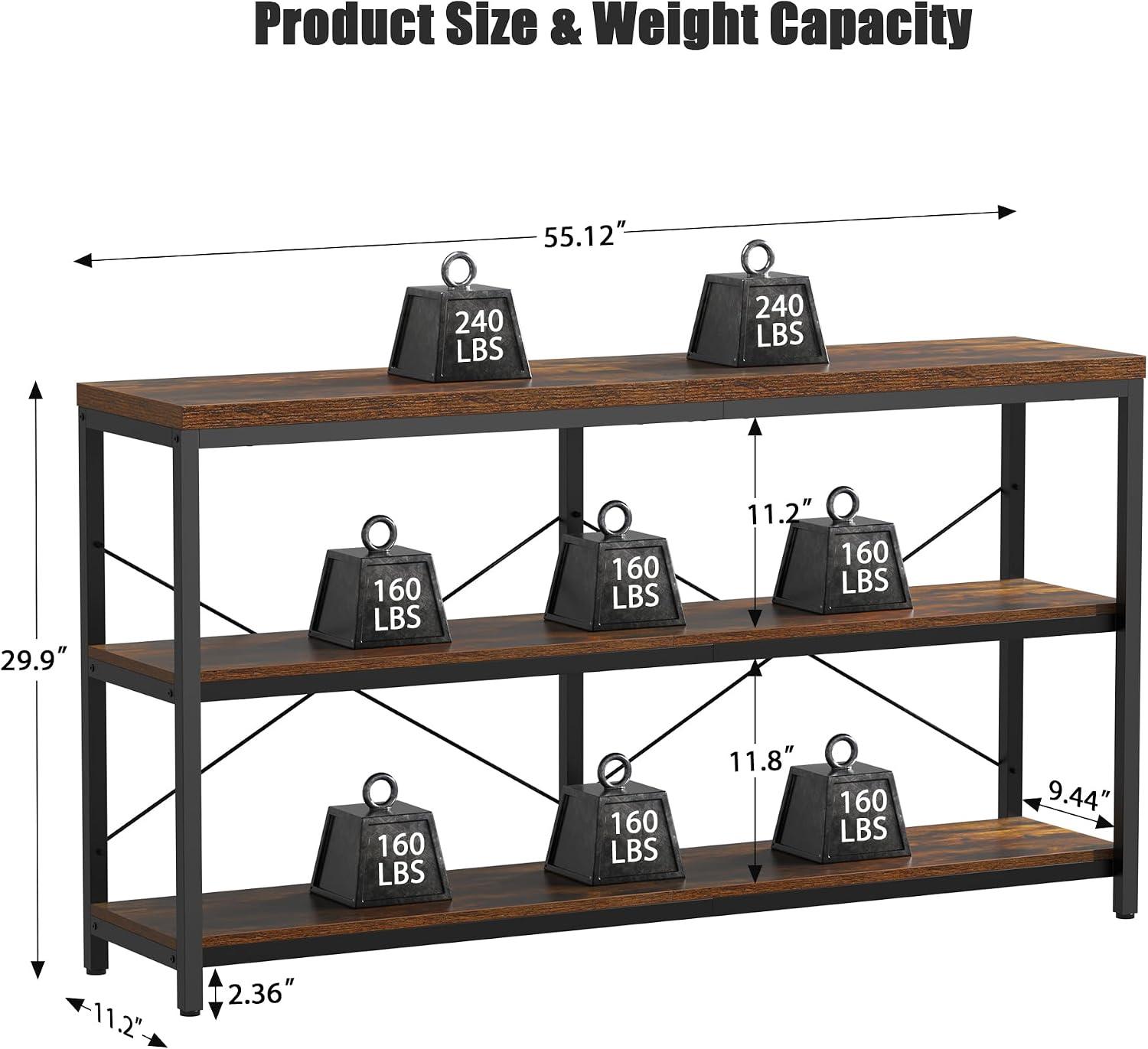Étagère industrielle à 3 nivea - Bookcase Wood Shelf avis et prix