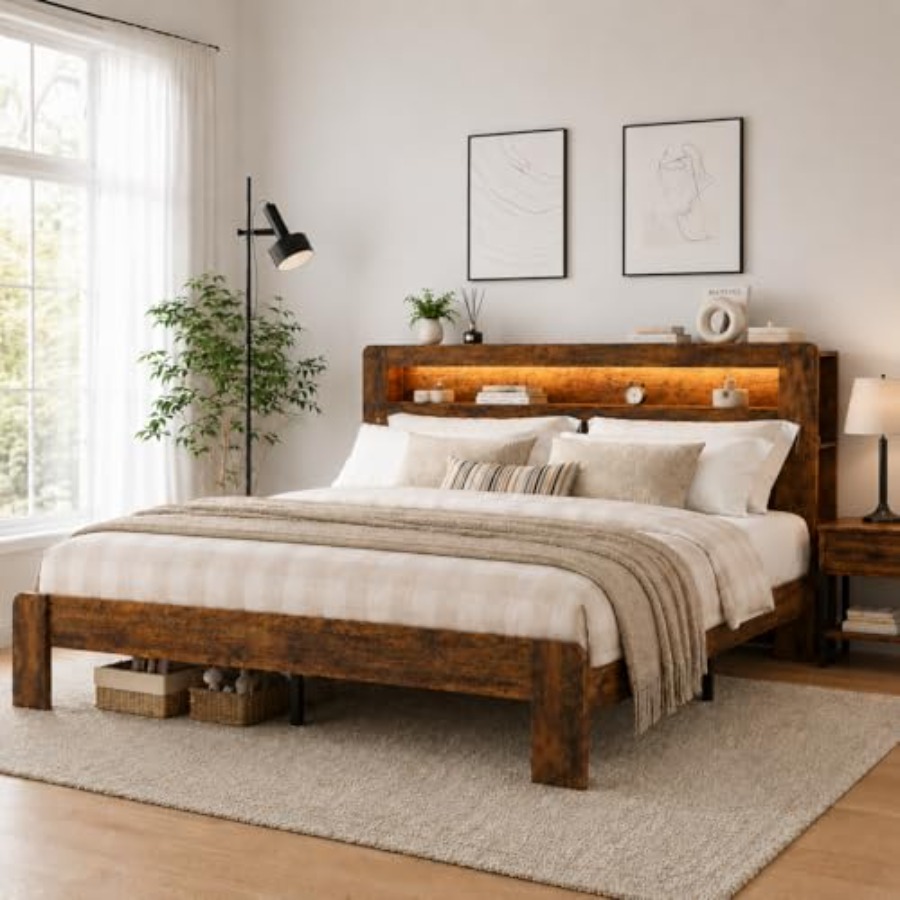 Cadre de lit en bois avec tête - Bookcase Wood Shelf avis et prix