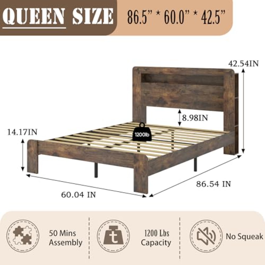Cadre de lit en bois avec tête - Bookcase Wood Shelf avis et prix