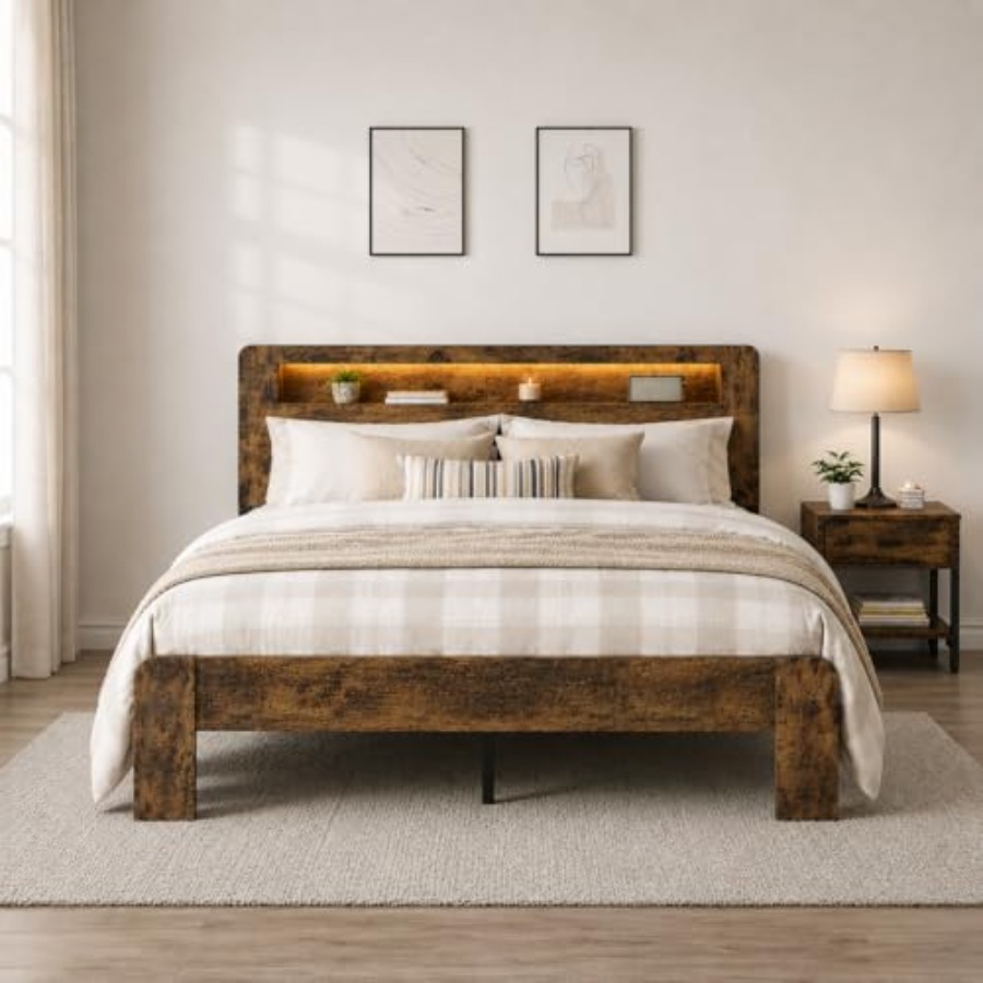 Cadre de lit en bois avec tête - Bookcase Wood Shelf avis et prix