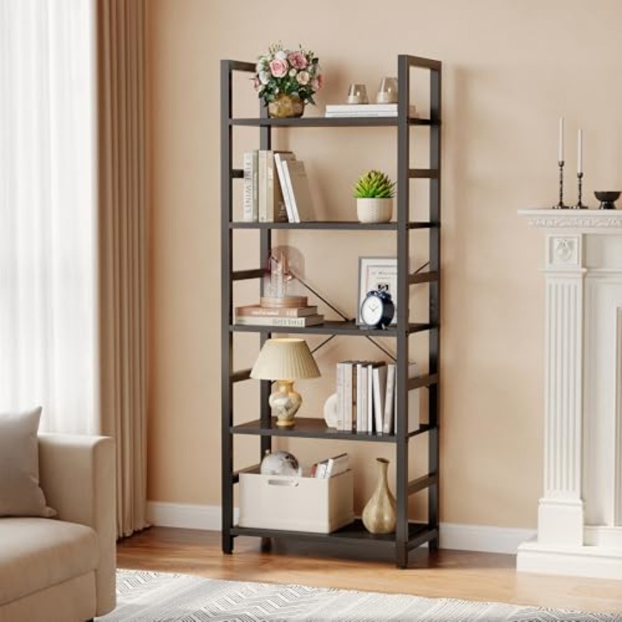 Étagère à 5 niveaux, bibliothè - Bookcase Wood Shelf avis et prix