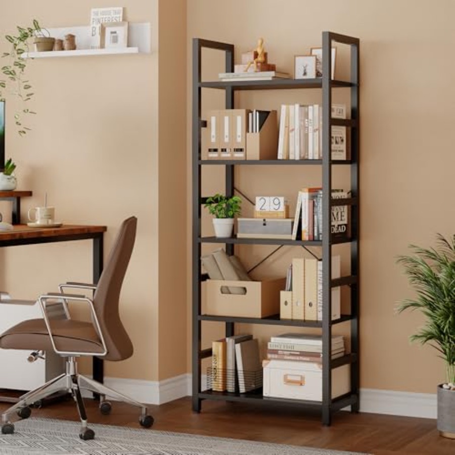 Étagère à 5 niveaux, bibliothè - Bookcase Wood Shelf avis et prix