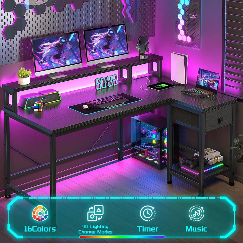 Bureau de jeu en forme de L no - Home Office L Shaped Desk avis et prix