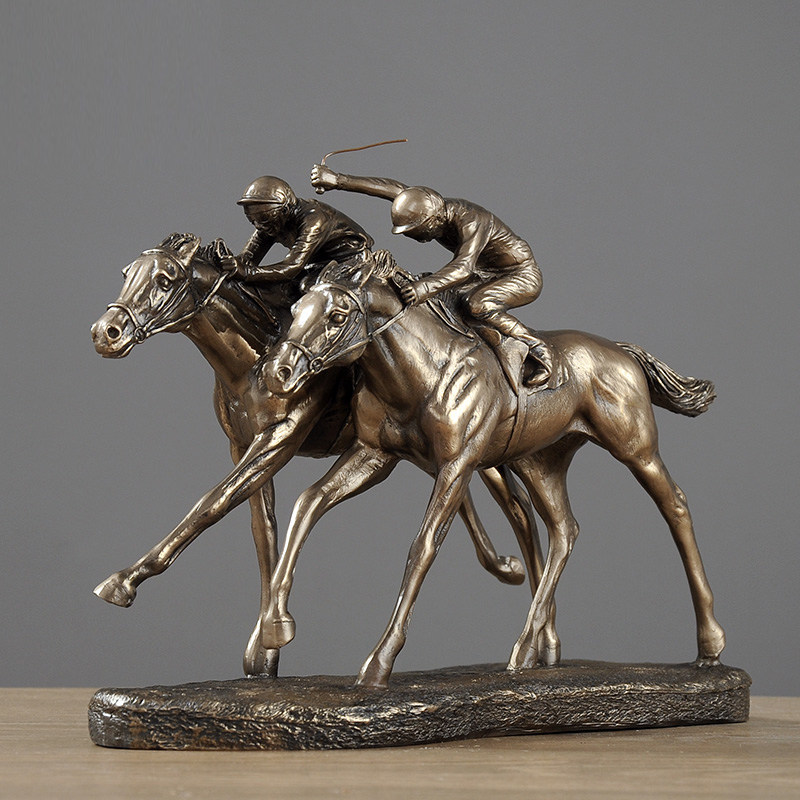 Statue de Deux Jockeys Chevaux - Home Office With Two Desks avis et prix