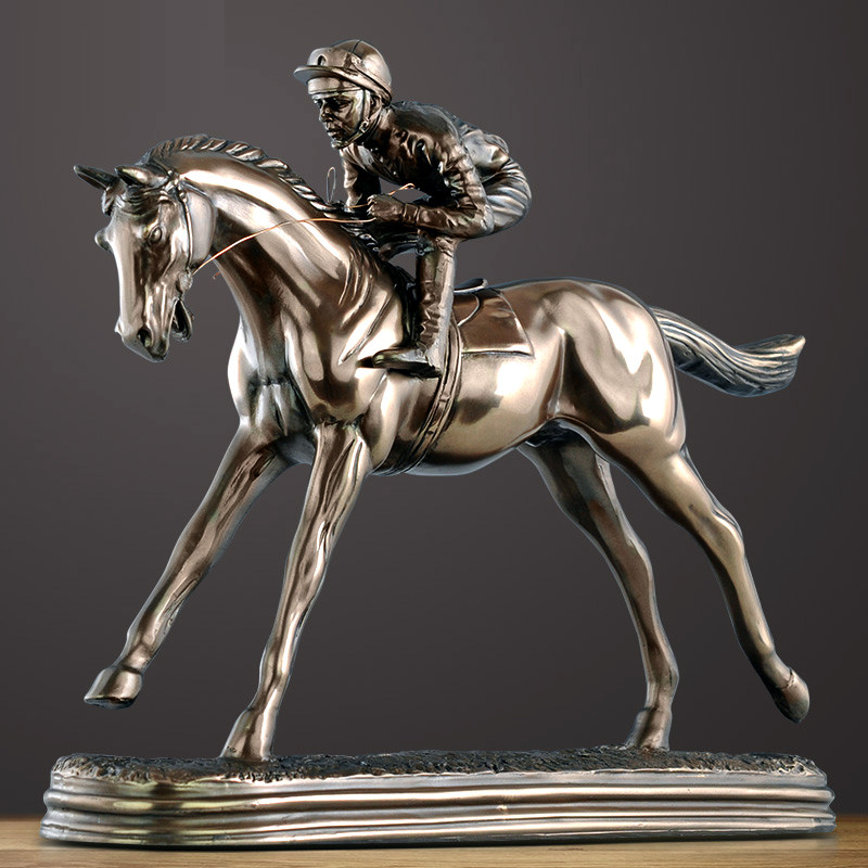 Statue de Deux Jockeys Chevaux - Home Office With Two Desks avis et prix