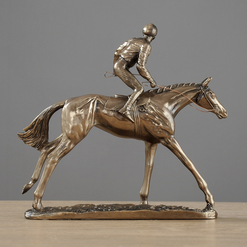 Statue de Deux Jockeys Chevaux - Home Office With Two Desks avis et prix