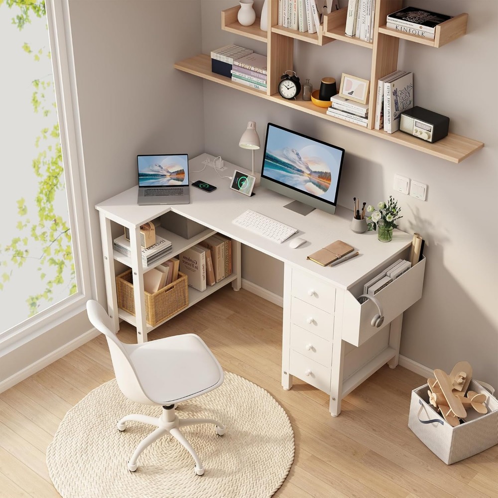 Bureau d'ordinateur blanc en f - Home Office L Shaped Desk avis et prix
