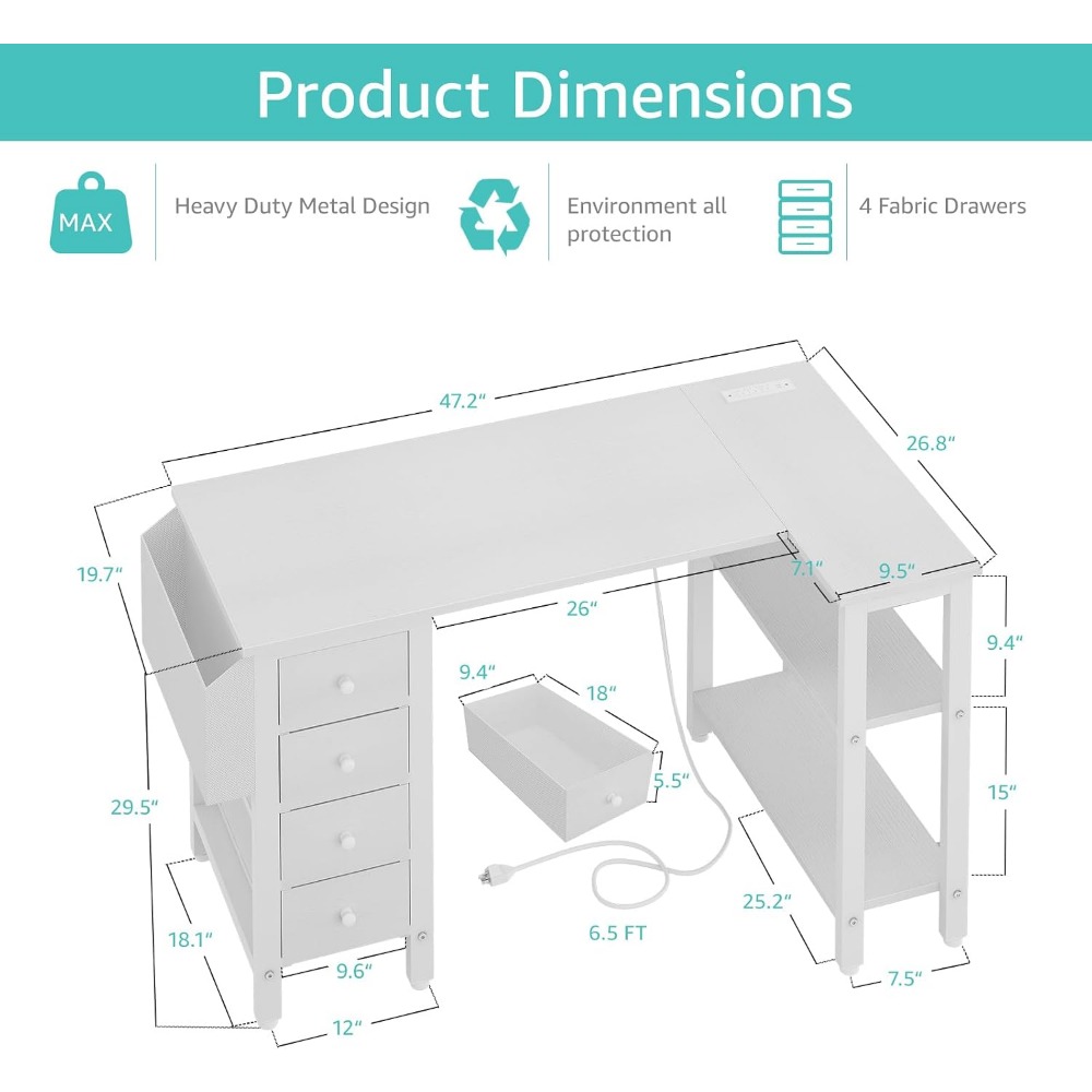 Bureau d'ordinateur blanc en f - Home Office L Shaped Desk avis et prix