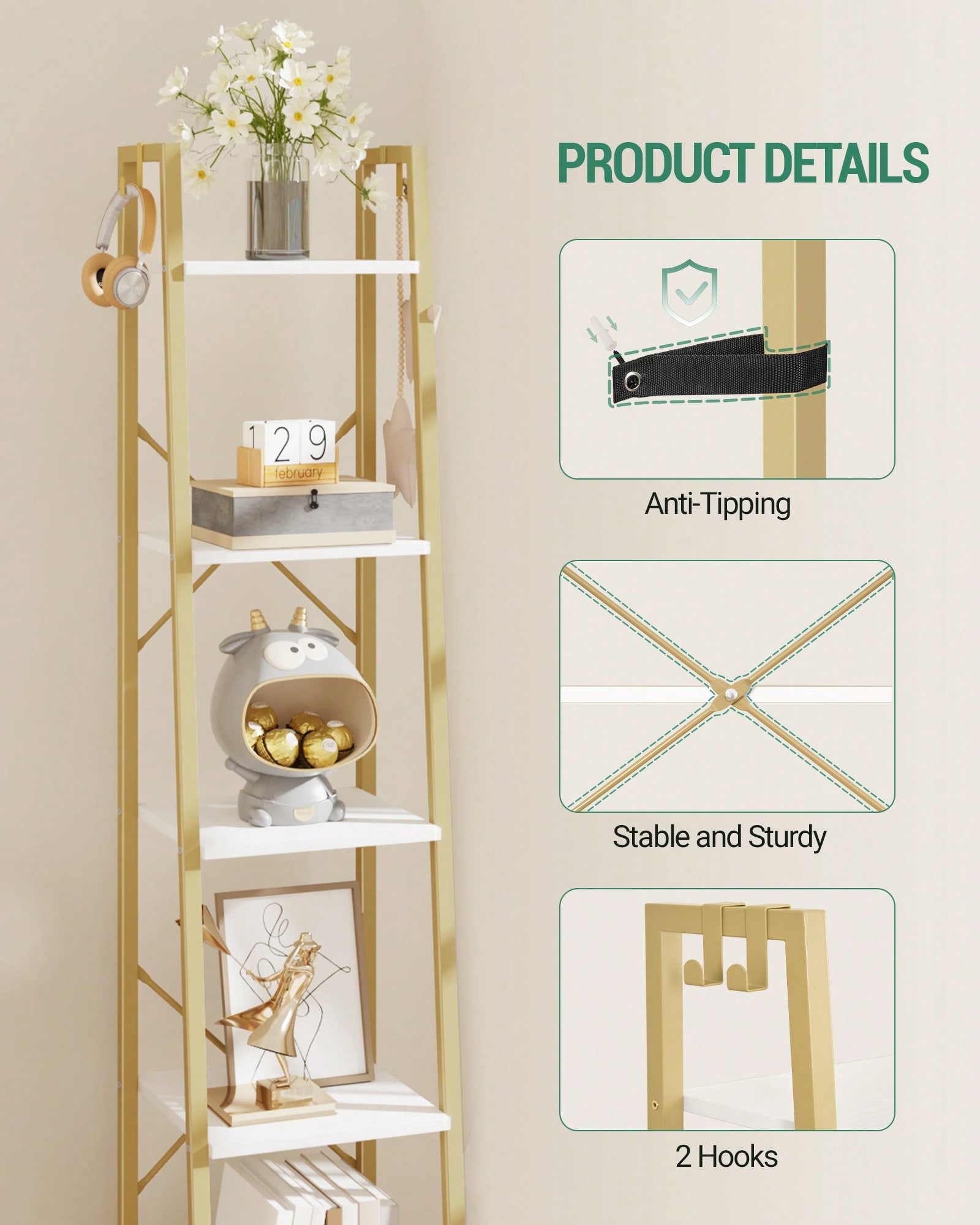 Étagère à 5 niveaux en forme d - Bookcase Wood Shelf avis et prix