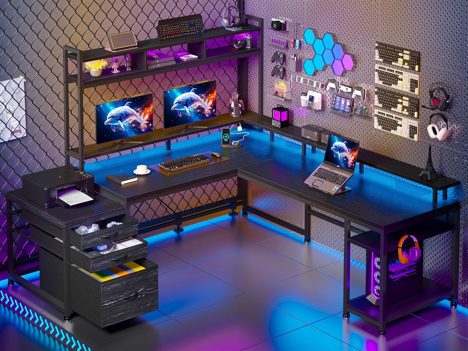 Bureau de jeu en forme de L de - Home Office With Two Desks avis et prix