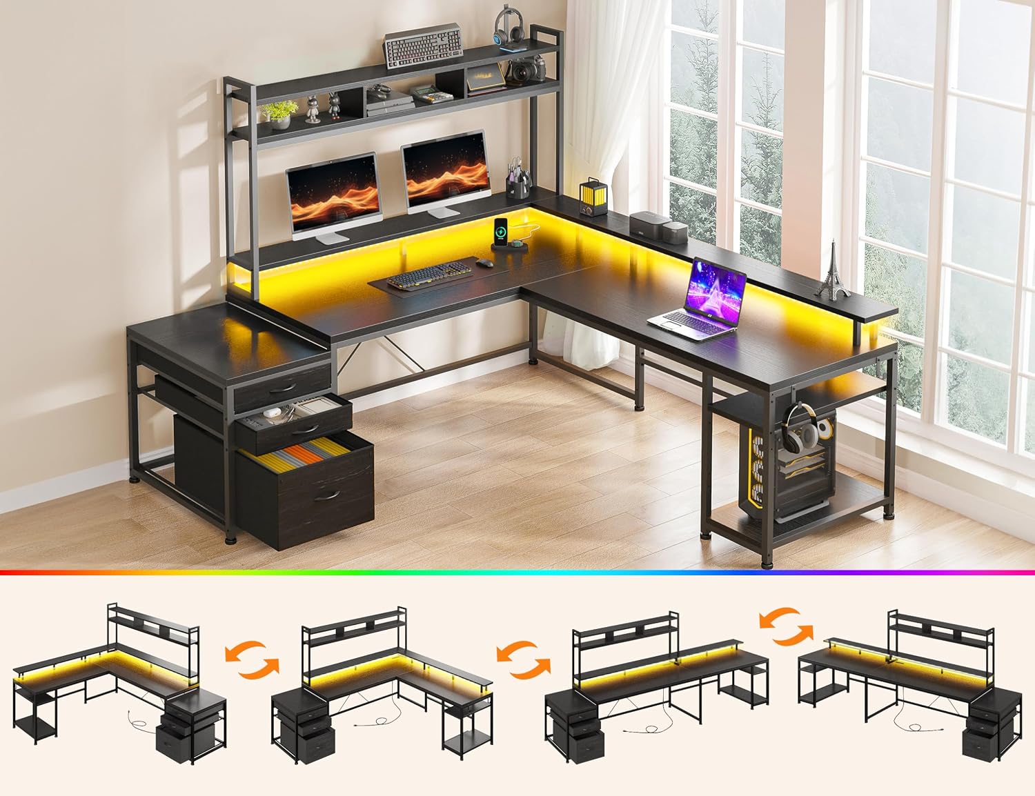 Bureau de jeu en forme de L de - Home Office With Two Desks avis et prix