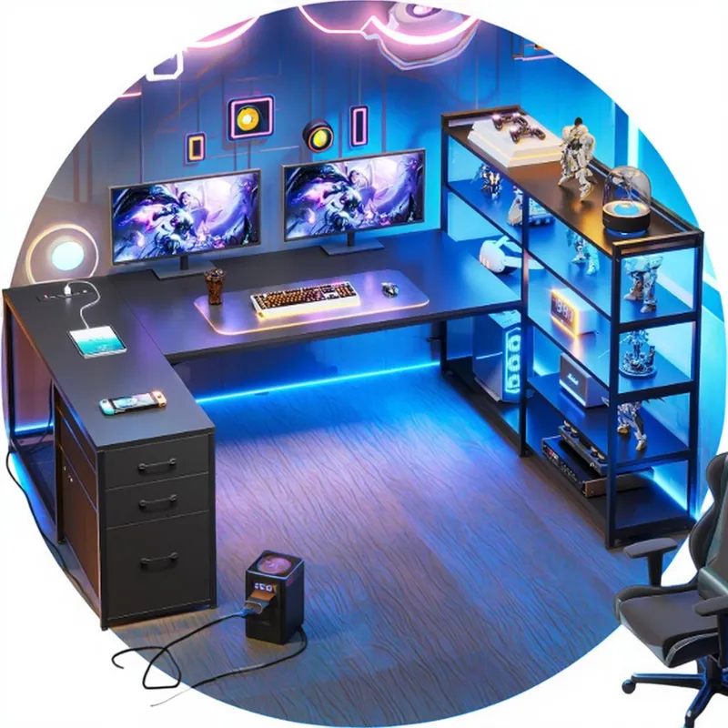 Bureau de jeu en forme de L, t - Home Office L Shaped Desk avis et prix
