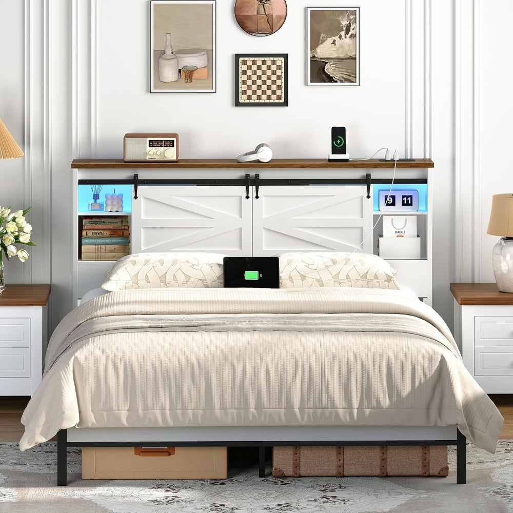 Tête de lit Queen avec étagère - Bookcase Wood Shelf avis et prix