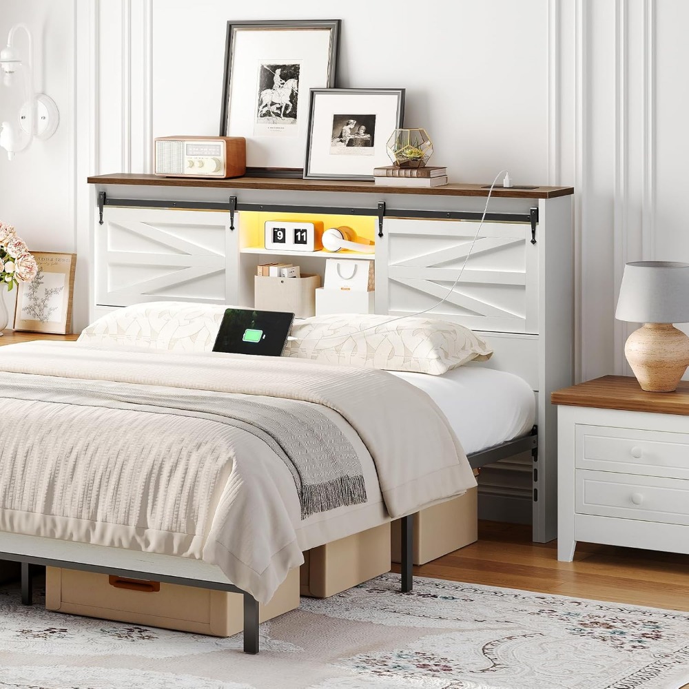 Tête de lit Queen avec étagère - Bookcase Wood Shelf avis et prix
